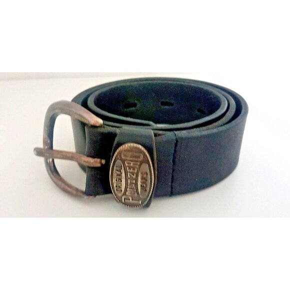 POINT ZERO Genuine Leather Black Belt Size 32 Buckle Made in Canada - Picture 5 of 10